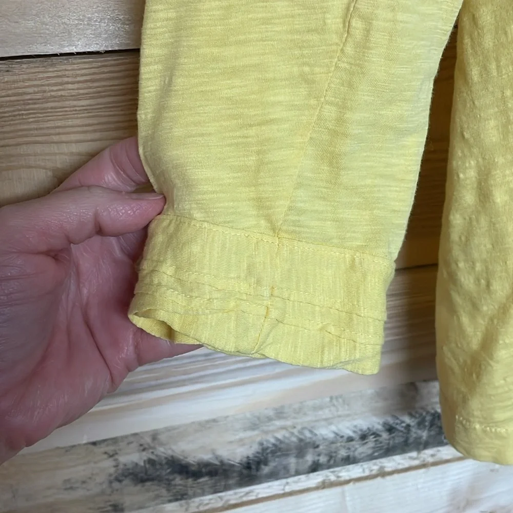 J.Crew size XS Vibrate Yellow Ruffle V-neck 3/4 Sleeve Lightweight Cotton Blouse